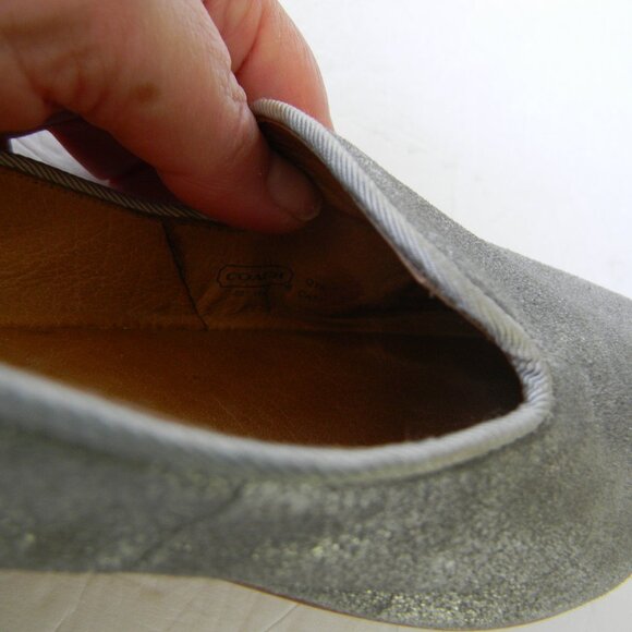 Coach Metallic Leather Silver Catrin Loafers size 7.5B FLATS SLIP-ON NEUTRAL - Picture 8 of 8